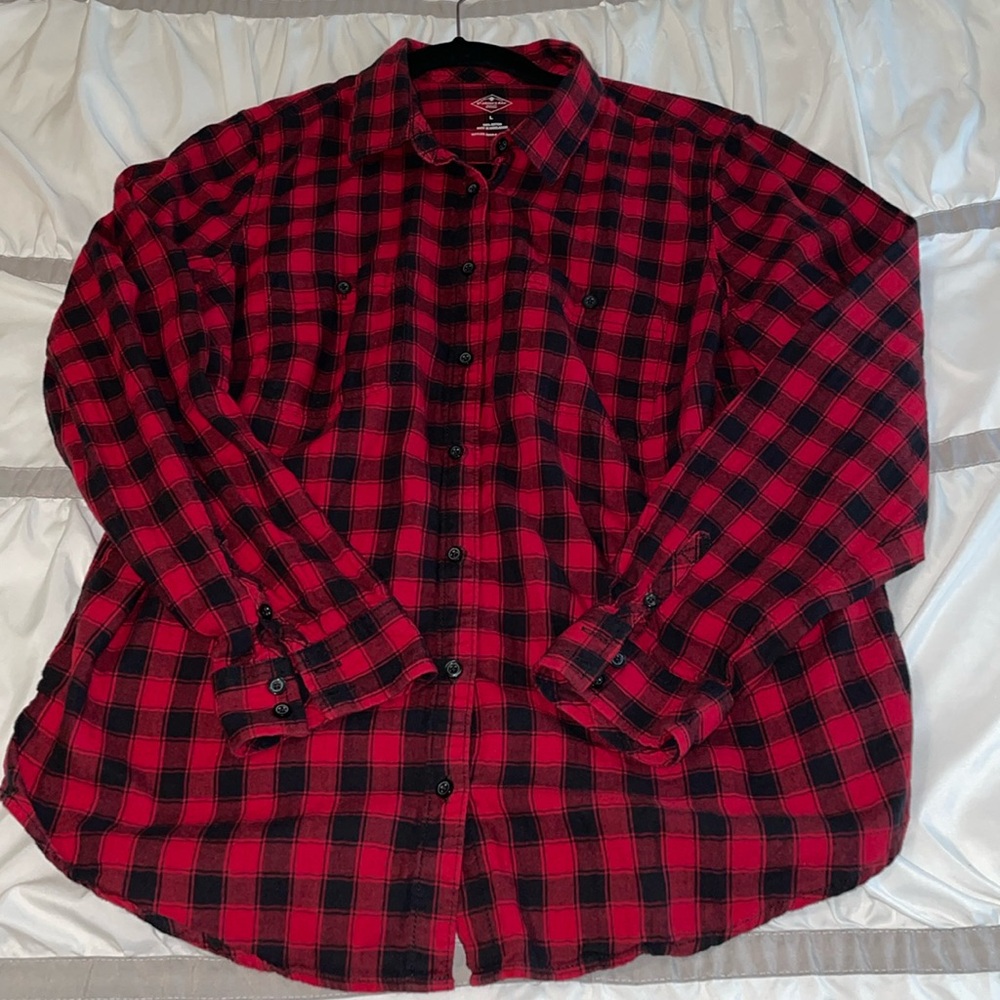 Red checkered button up